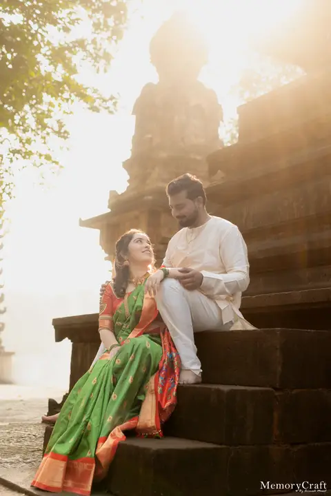 Ashish and Nivedita: Together on the sunlit steps.