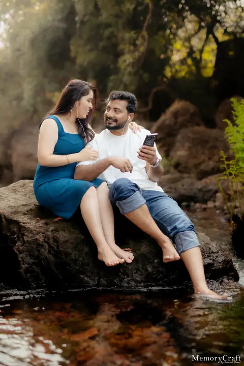 Ashish and Nivedita: A quiet seat by the stream.