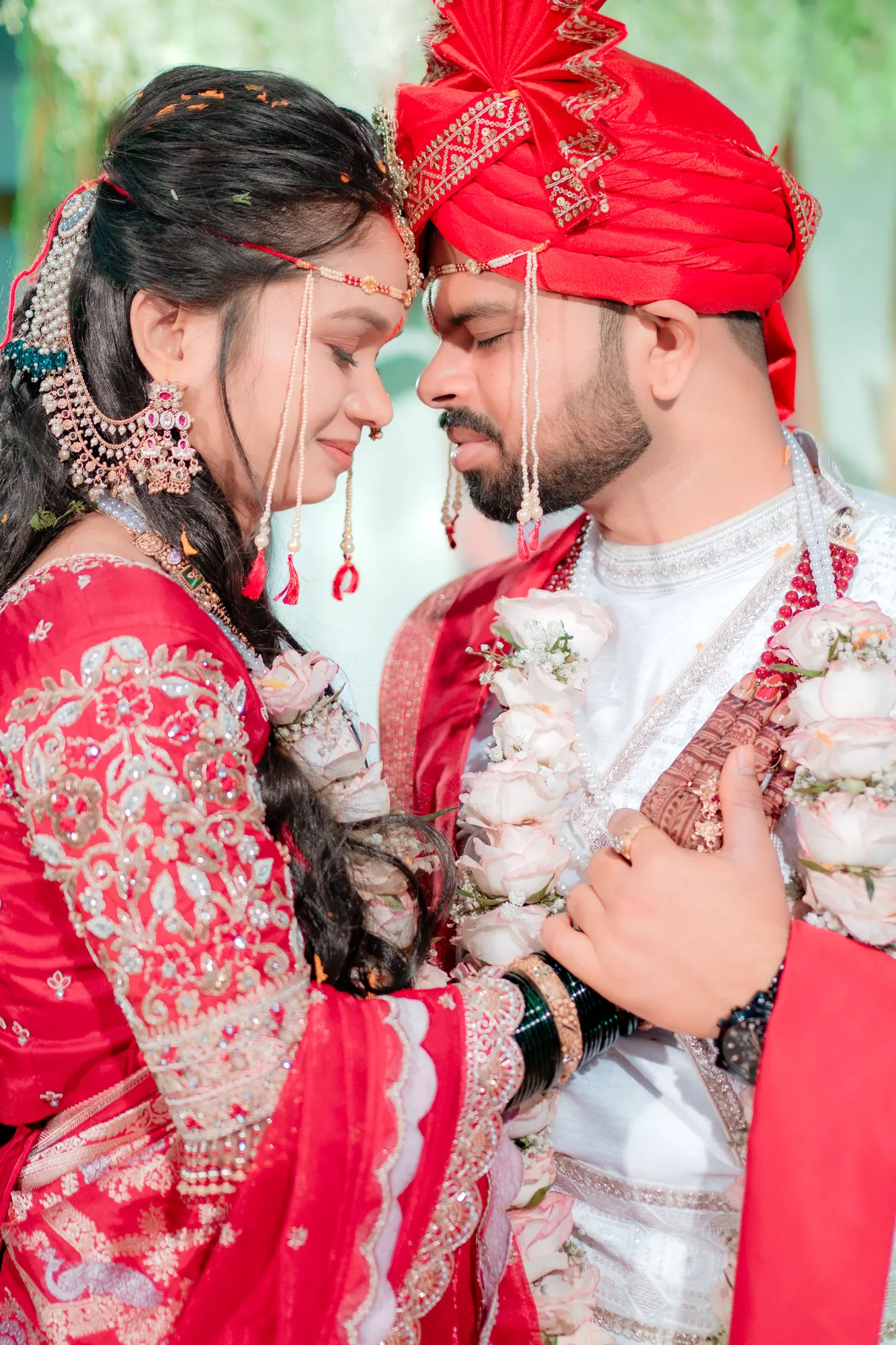 Madhuri and Ashish: Just married, close together.