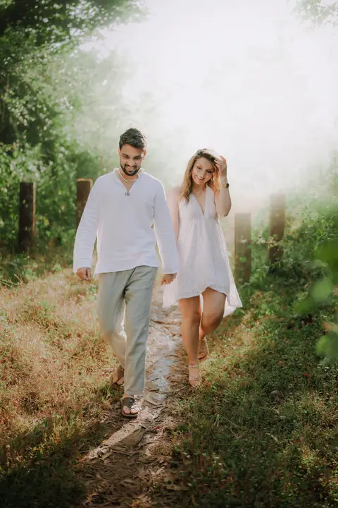 Pratik and Andra: A walk in the morning light.
