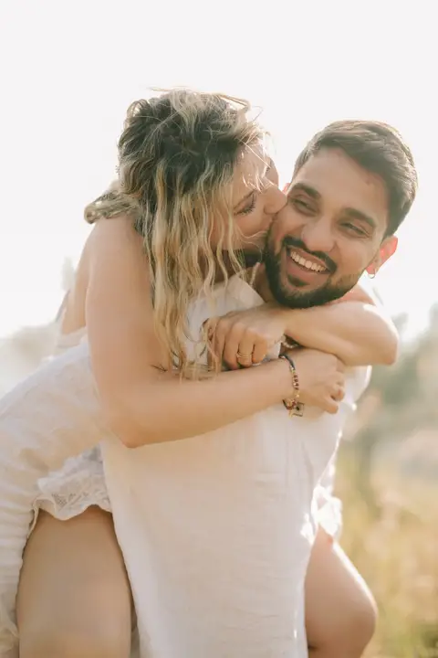 Pratik and Andra: A playful piggyback.