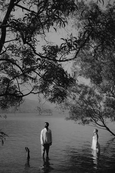 Pratik and Andra: Together beside the water.