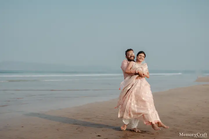 Sanket and Swapnali: A playful embrace.