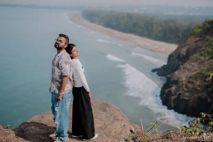 Sanket and Swapnali: Above the coastline.