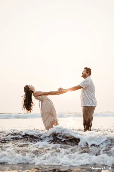 Sanket and Swapnali: Dancing with the waves.