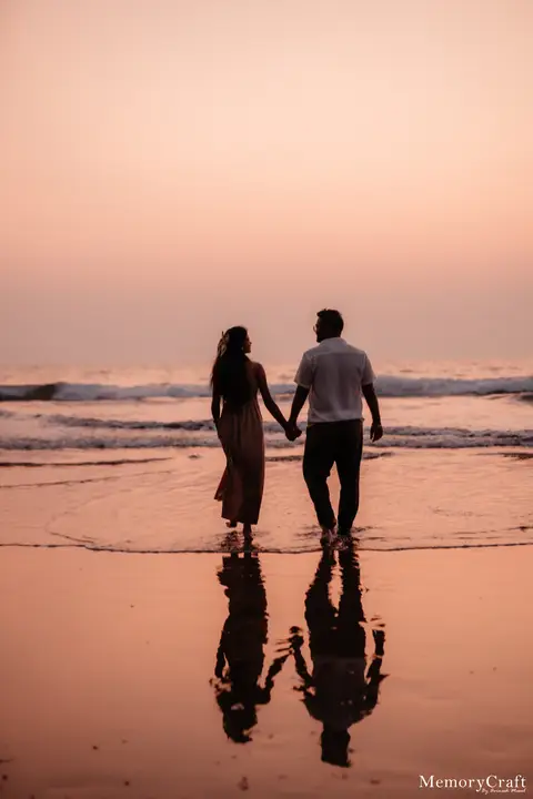 Sanket and Swapnali: The shoreline at sunset.