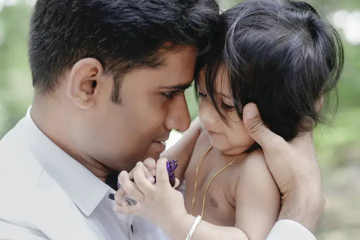 Shravan: Forehead to forehead.