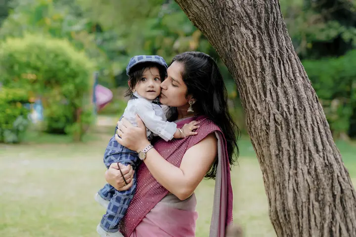 Shravan: A kiss from mum.