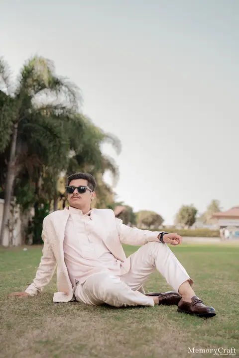 Siddhi and Kunal: Kunal on the lawn.