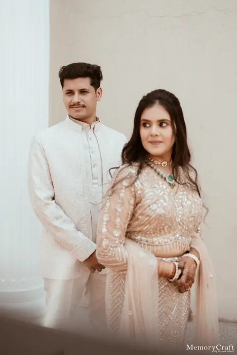 Siddhi and Kunal: Before the ring exchange.