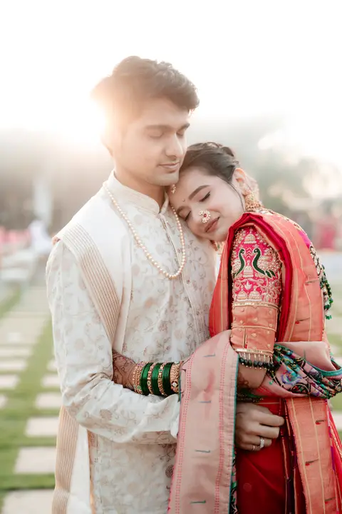 Swaraj and Anuja: An embrace in the sunlight.