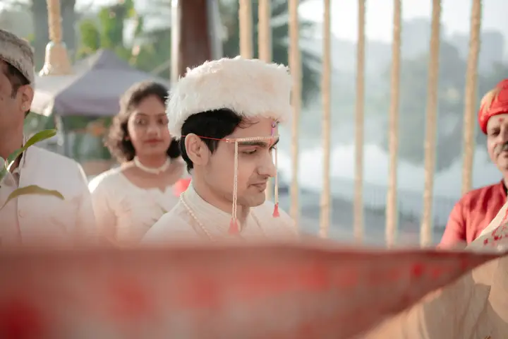 Swaraj and Anuja: Before the wedding vows.