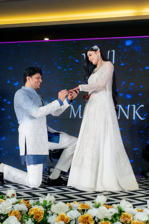 Vini and Mayank: On the sangeet stage.