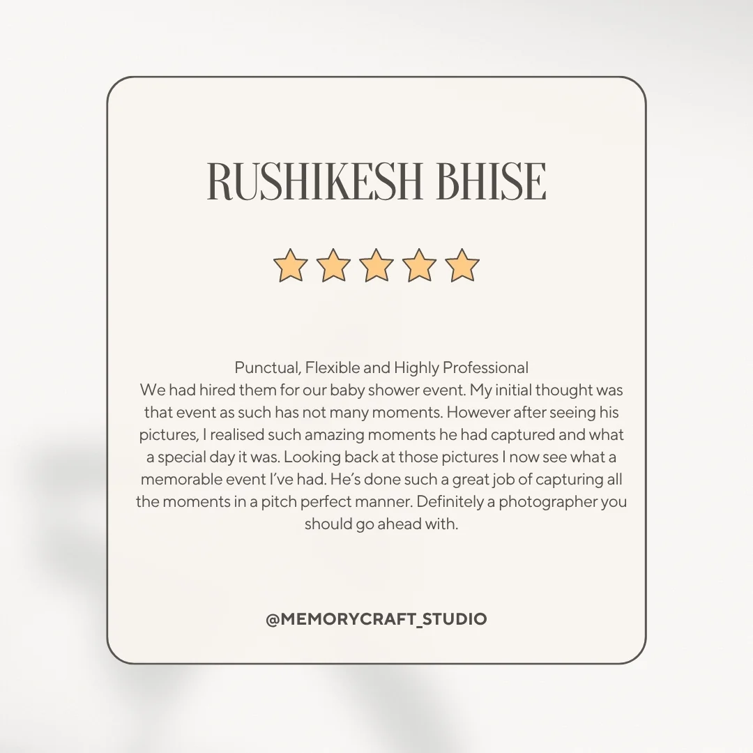Studio-supplied review card from Rushikesh Bhise